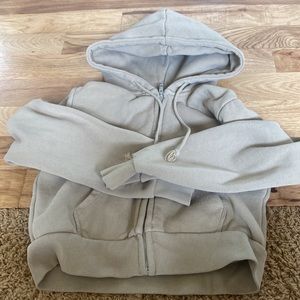Brandy Melville Ash Brown (Tan) Cropped Zip Up